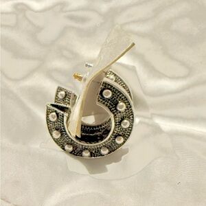 Free People Silver and Black Women’s Hoop Earrings| NWT